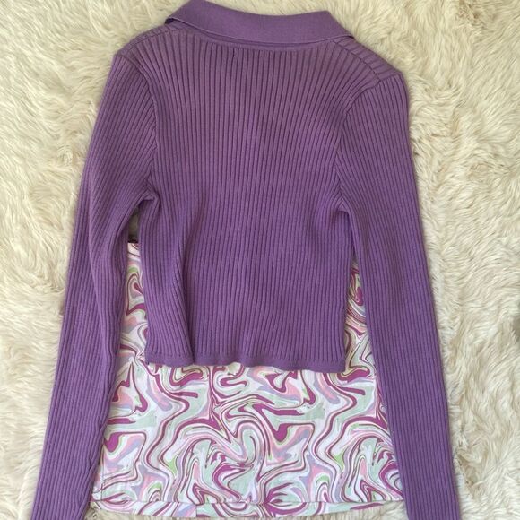 Forever 21 Purple Cropped Chunky Ribbed Cardigan - Picture 7 of 7